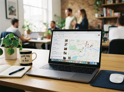 Laptop showing local Google map rankings