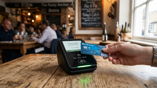 Contactless card reader with a green status light