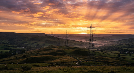 Electricity pylons across the countryside